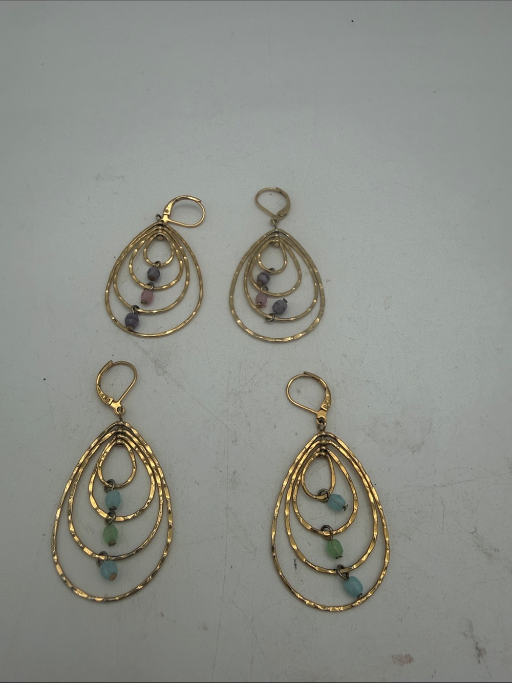 2 pair Joan Rivers Classics Collection nested goldtone teardrop dangle earrings
